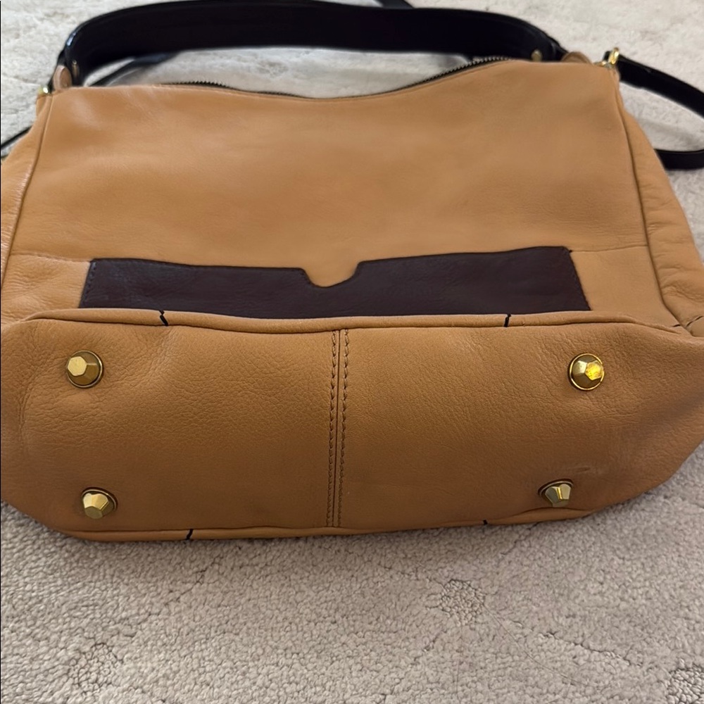 Tan and Brown Leather Shoulder Bag - Picture 2 of 5